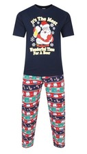 Mens Christmas Pyjamas Wonderful Time For A Beer Festive Funny PJ Sets Nightwear