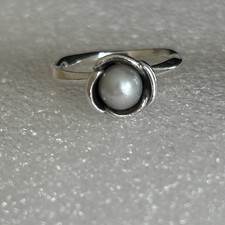 Genuine Pandora 🌟 My Wish Grey Pearl Ring  size 52 🌟 S925 ALE 