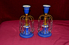 Antique Regency Wedgwood Jasperware & Gilt Ormolu Lustre Candlesticks Pair of