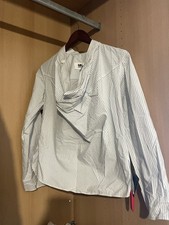 MM6 Maison Margiela SS18 White And Blue Striped Blouse Cowl Neckline Shirt
