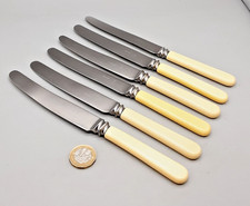 6 Vintage Stainless Steel with Cream Bakelite? Handles Dessert Knives -  20.5cm