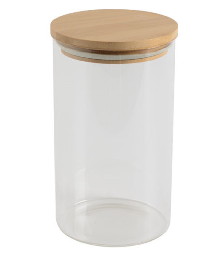 Glass storage jar with bamboo - with,