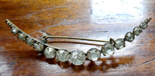 antique Victorian / Edwardian clear rhinestone crescent moon brooch c pin -207