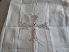  Maltese, Linen Tablecloth, Handcrafted & Embroidered,with 8 Point Maltese Cross