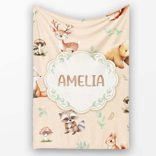 Soft fleece blanket woodland - fleece,