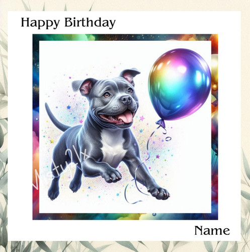 Personalised staffy greeting - personalised,