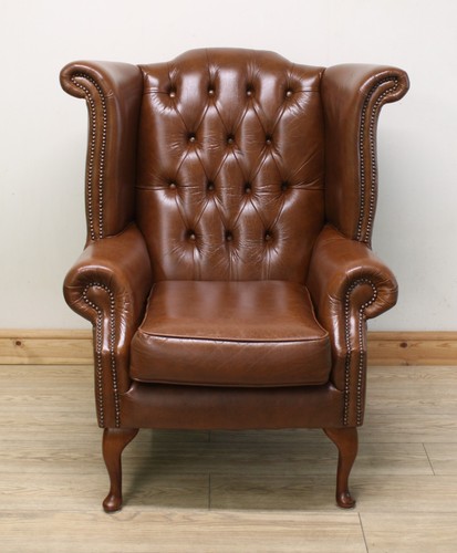 Queen anne tan - queen, leather