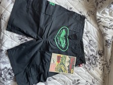 Corteiz Alcatraz Cargo Shorts Black/Green, Size Large