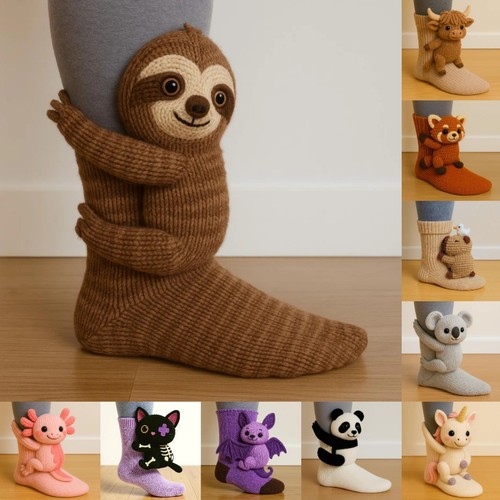Cute animals socks knitted - 3d,