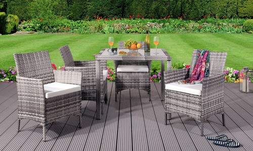 5pc rattan dining set garden - 5pc,