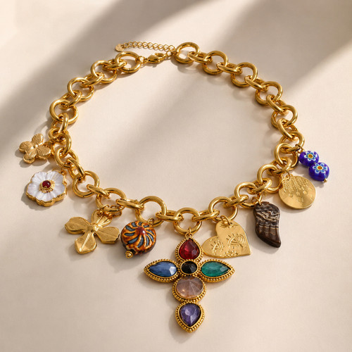Gold tone statement charm - tone,