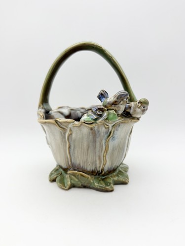 Majolica style ceramic basket - majolica,