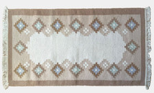 Vintage  Swedish Wool Flat Weave Rug, , Scandinavian 1970s