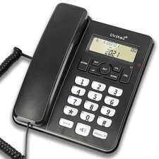 Uvital Basic Model Landline Telephone for Home Desktop Phone Office Black
