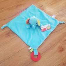 Tesco Carousel Blue Elephant Rattle Comforter Soother Soft Toy Plush Blanket 