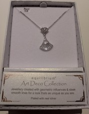 Art Deco Silver Plated Necklace By Equilibrium 