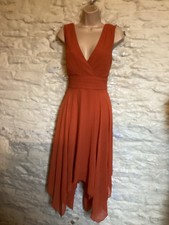 BNWOT Burnt Orange bridesmaid party prom dress evening Ballgown size 12