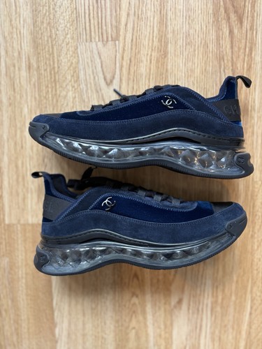 Chanel navy suede low top - navy,