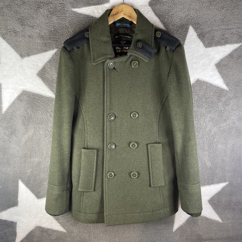Superdry bridge pea coat olive - superdry,