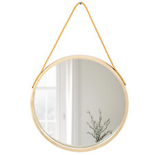 Hanging Wall Circle Mirror Wooden Frame Hanging Bathroom Mirror Decorative Door