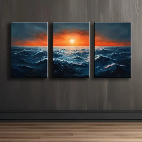 3pcs abstract ocean waves and - 3pcs,