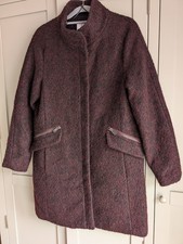 Mango Wool Mix Coat Size L Plum Burgundy Single Breasted Mid Length Pockets Warm