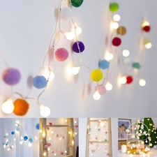 Pom Pom LED String Lights Globe Ball Fairy Lights Battery Operated Indoor Party