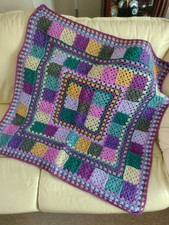 Handmade Crochet Blanket Granny Square Afghan/Throw 37 X 37 Inches UK