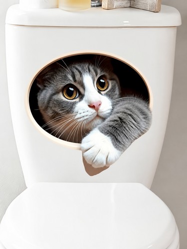 Funny toilet seat cat - toilet,