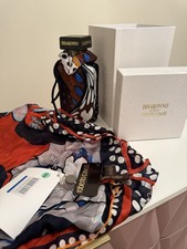 Disaranno Wears Roberto Cavalli Silk Scarf, Sealed Bottle, Box And Tags