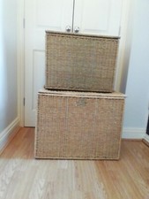 2 x Natural Seagrass Storage Basket Hampers Large & Medium COLLECT NORTHAMPTON