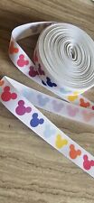 1 yard ribbon Disney Mickey Mouse Pastel Colours Rainbow Colour Mouse Heads 