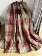 LUXURY DUNELM HEAVY QUALITY HIGHLAND CHECK RUSTIC WOOL STYLE CURTAINS/ TIEBACKS 