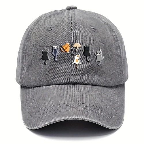 Trendy cute cat print baseball - trendy,