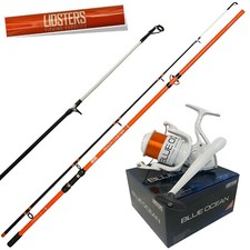 LFS Beachcaster Sea Beach Fishing Rod 12ft 2pc + LFS Blue Ocean 70 Reel Orange