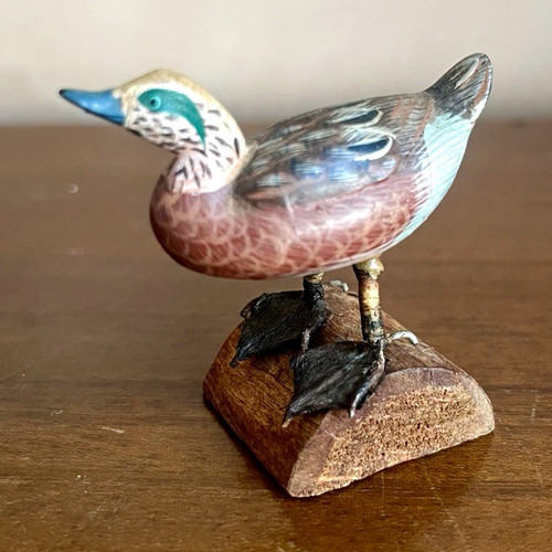 Vintage miniature wooden duck - vintage,