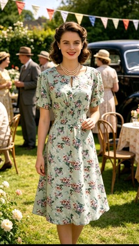 Vintage 1940s 1950s - style, sage