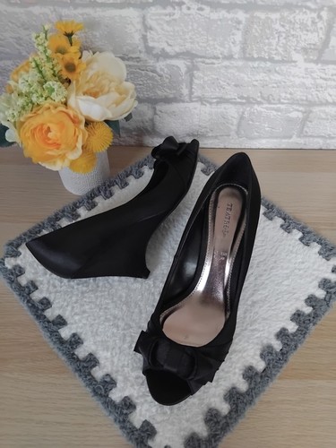 Teatro satin black wedge - teatro,