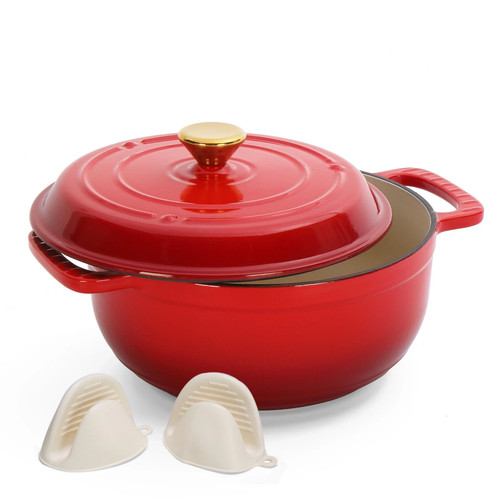 Enameled cast iron round pot - enameled,