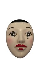 Vintage Retro 80s 90s Painted Lady Face Trinket Box Pierrot Clown