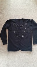 Marks & Spencer Black Beaded Lambswool  and Angora Cardigan Medium  Size