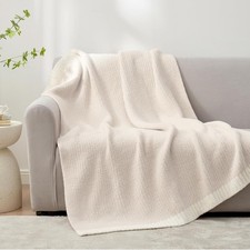 Snuggle Sac Ultra Soft Throws Blanket 127x153cm Lightweight For Sofa,Couch Ivory