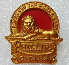 Gold Tone Vintage Phillips Cycles Pin Badge c1940-50's