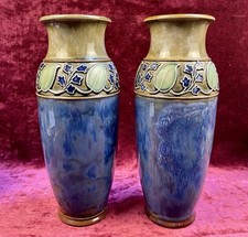 A Stunning Pair Of Royal Doulton Vases. 10” / 25.5cm. Lily Pattern. 1920’s. 8235