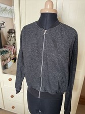 DIVIDED by H&M Ladies Jacket Size S Black Grey Fleck Cotton Jersey Full Zip
