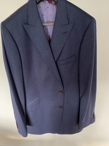 Blue flannel suit jacket - flannel,