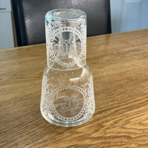 Vintage etched glass bedside - etched,