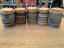 Vintage Rustic Tremar Pottery Herb Jars Stoneware Cork