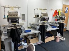 3 Toyota AD860 Embroidery Machines on Stand with switch, now with Wilcom dongles