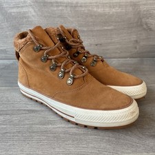 Converse Trainers Womens Tan UK Size 5.5 High Top Suede Faux Fur Lined